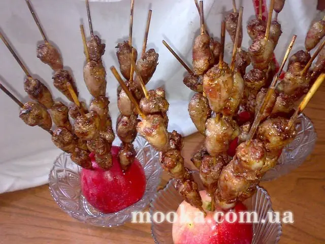 Сердечки куриные на шпажках