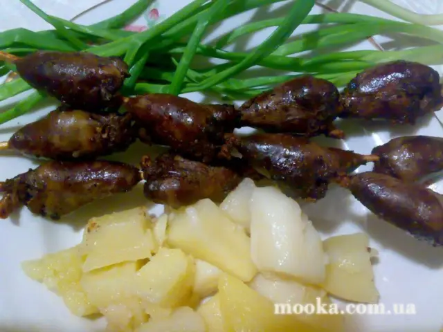 Сердечки куриные на шпажках