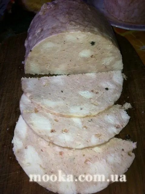 Ветчина куриная с вялеными шампиньонами (быстрый метод)