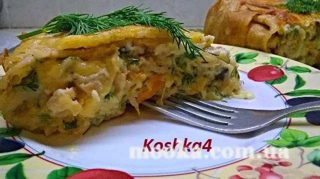 Блинный пирог с тремя начинками