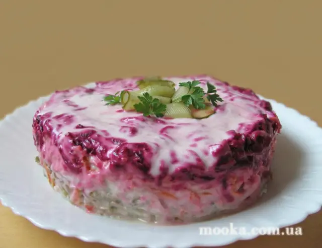 Винегрет с постным майонезом из фасоли