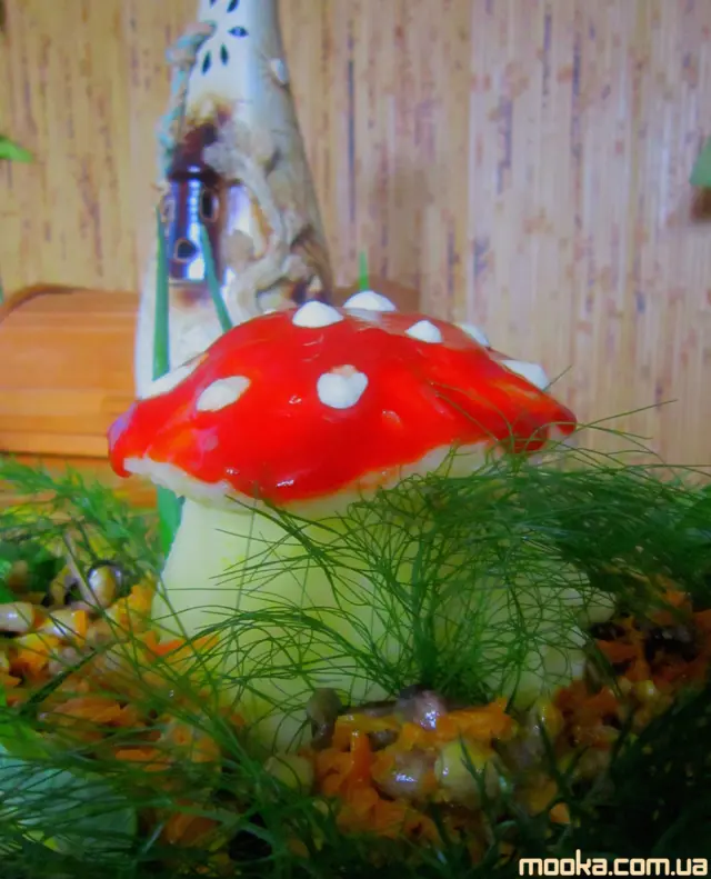 Грибы жаренные с картофельным "мухоморчиком"