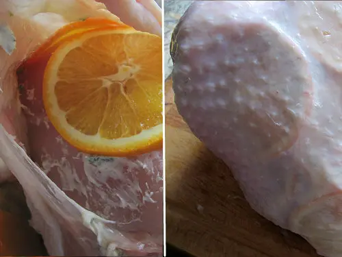 Куриная грудка, запеченная с апельсинами и тимьяном